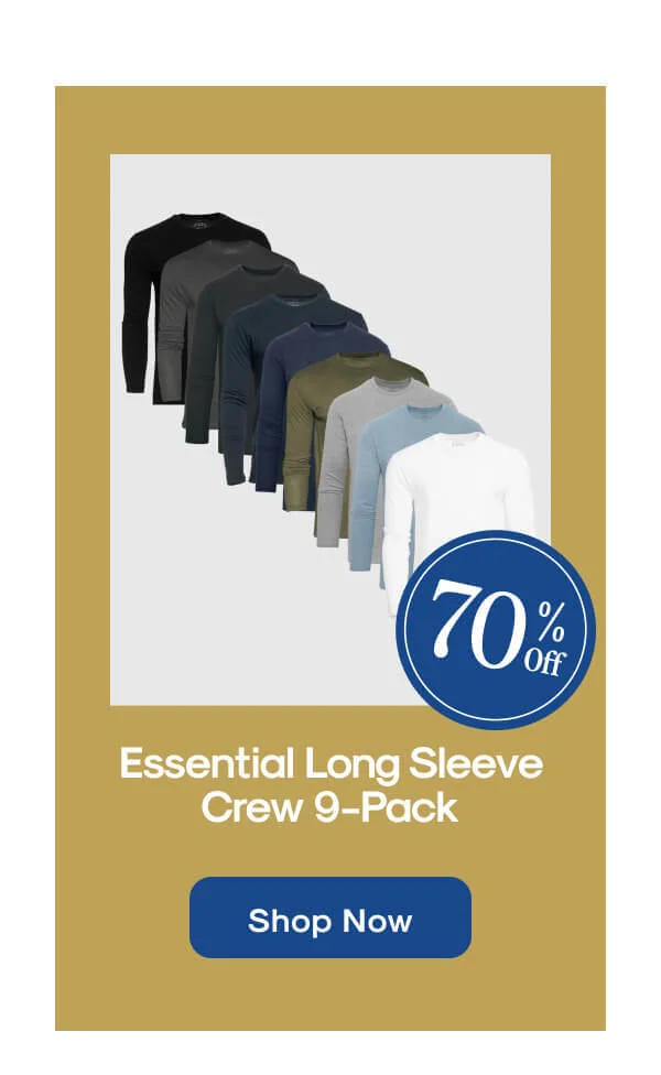 Essential Long Sleeve Crew 9-Pack