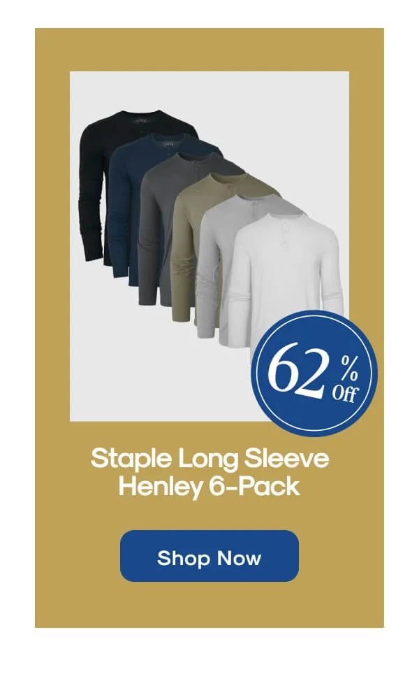 Staple Long Sleeve Henley 6-Pack