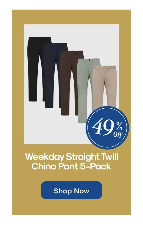 Weekday Straight Twill Chino Pant 5-Pack