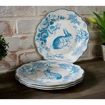 Cozy Cottage by Liz Marie Set of 4 Heirloom Bunny Plates