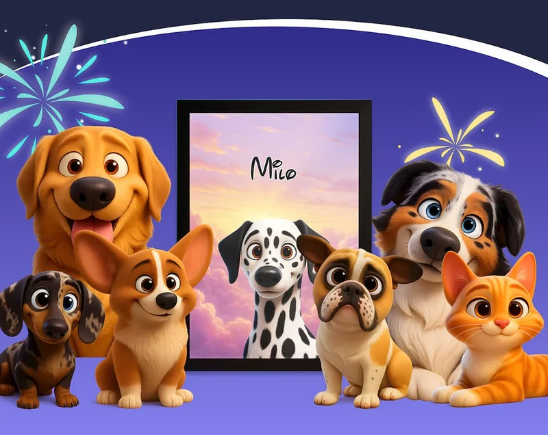Magical pet night light style pets sat next to a mock up