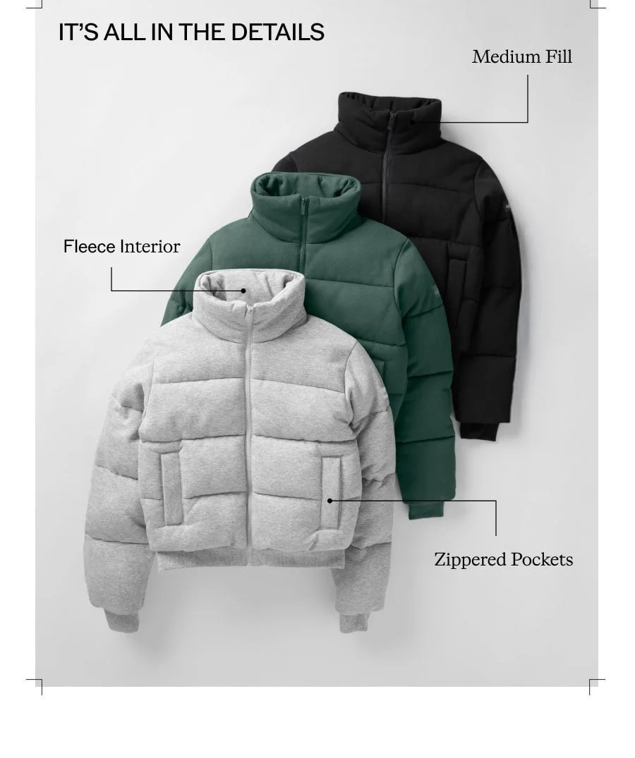 IT'S ALL IN THE DETAILS. MEDIUM FILL. FLEECE INTERIOR. ZIPPERED POCKETS
