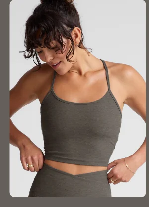 Spacedye Slim Racerback Cropped Tank in True Gray Heather