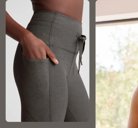 Spacedye Go Pocket Midi Legging in True Gray Heather