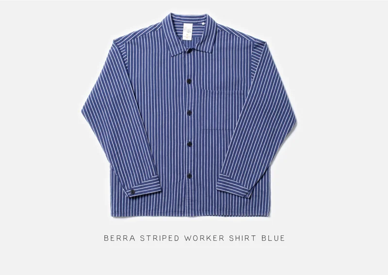 Berra Striped Worker Shirt Blue