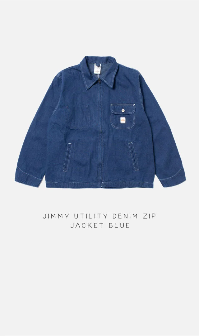 Jimmy Utility Denim Zip Jacket Blue