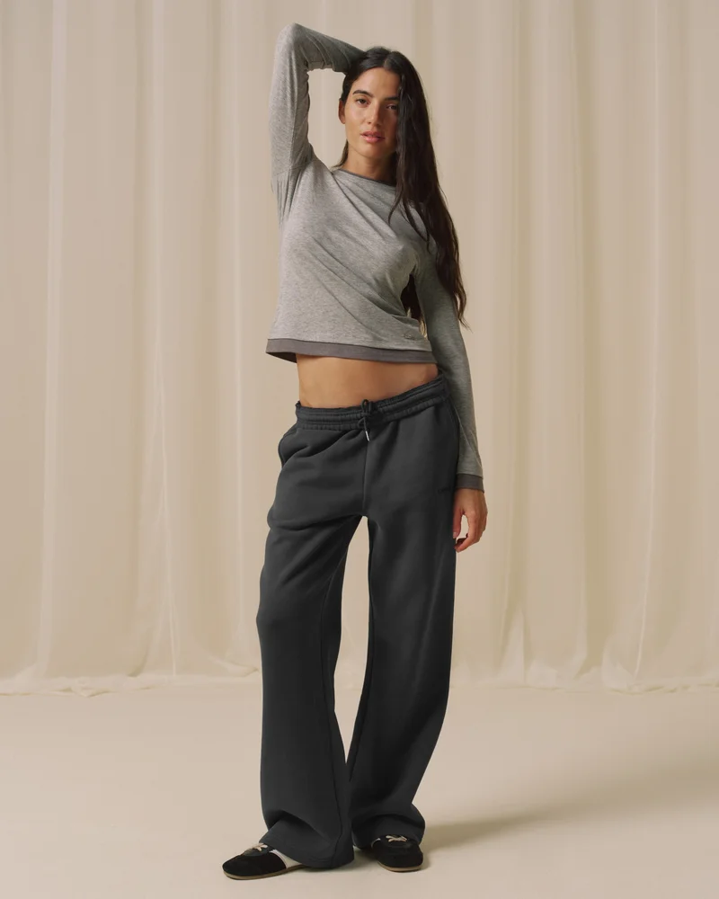 Branded Straight Leg Sweatpants - Graphite Grey
