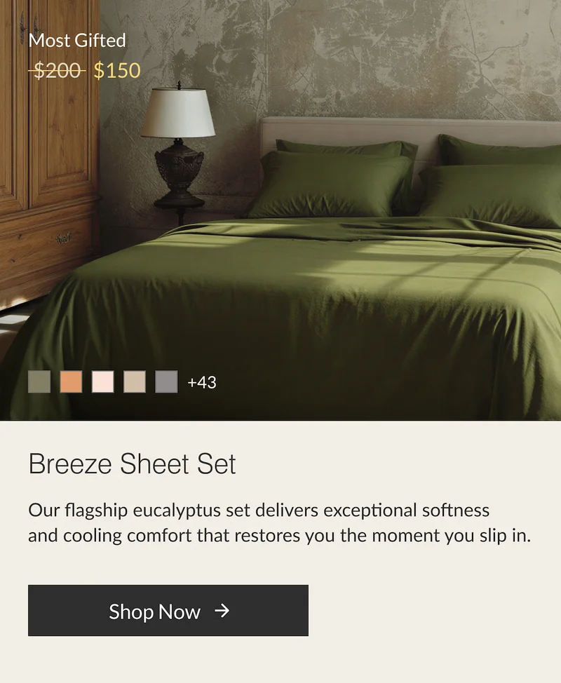 Buffy Breeze Sheet Set bedding offering breathable, classic sleep comfort.