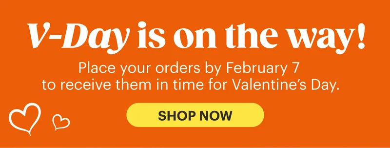 V-Day is on the way! Place your orders by February 7 to receive them in time for Valentine’s Day.  SHOP NOW