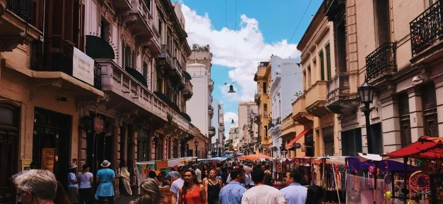 Crowded street in Buenos Aires