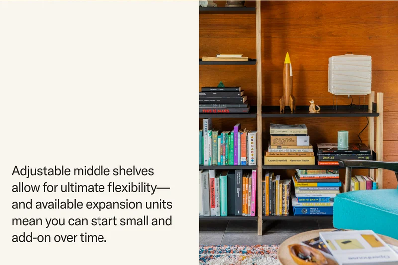Adjustable middle shelves allow for ultimate flexibility—and available expansion units mean you can start small and add-on over time.