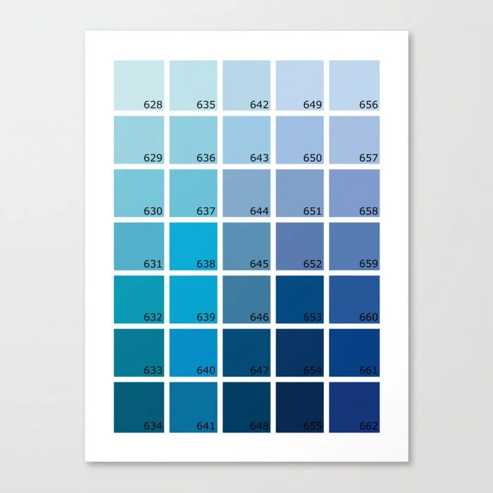 Shades of Blue Pantone Canvas Print Canvas Print