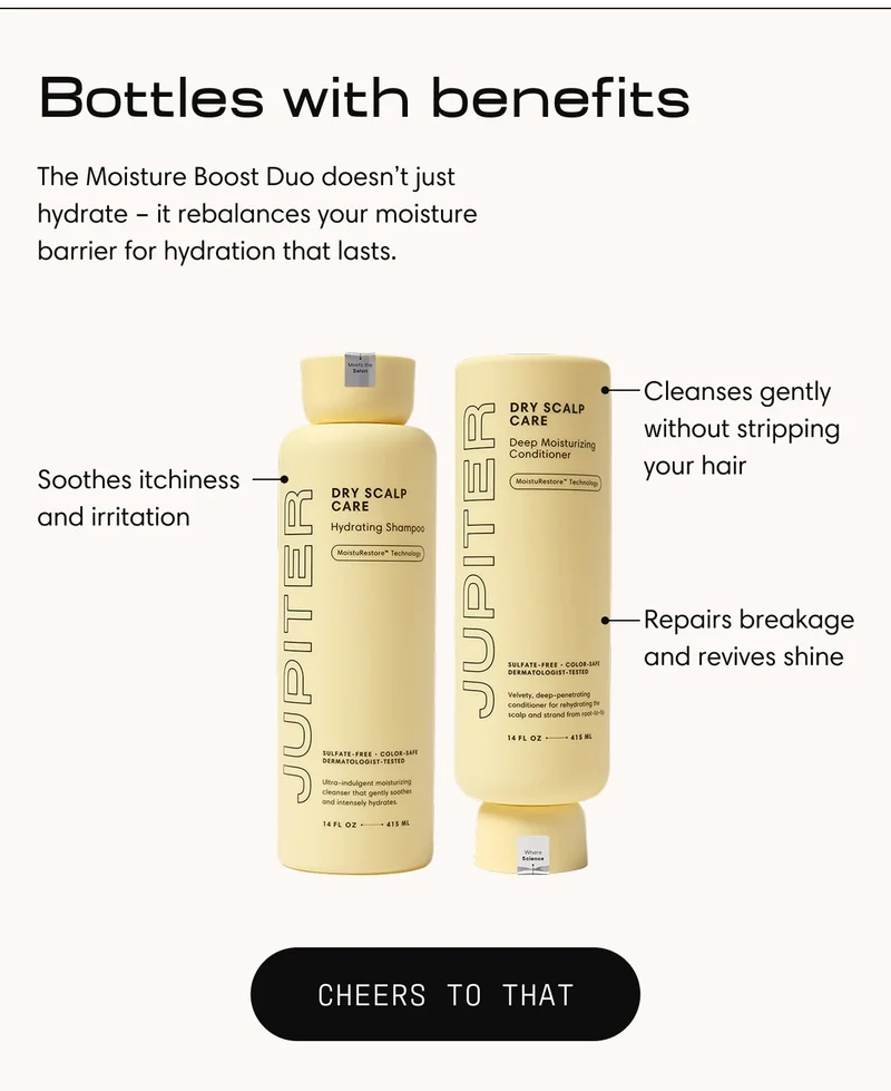 Bottles with benefits | The Moisture Boost Duo doesn’t just hydrate – it rebalances your moisture barrier for hydration that lasts. | CHEERS TO THAT