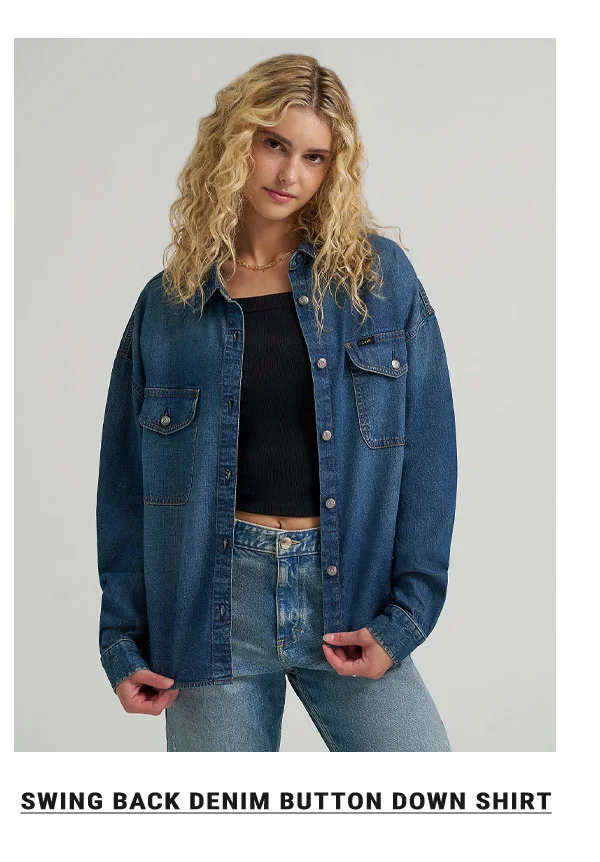 Swing Back Denim Button Down Shirt