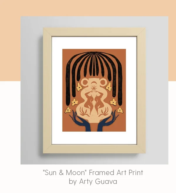 Sun & Moon Framed Art Print by Arty Guava