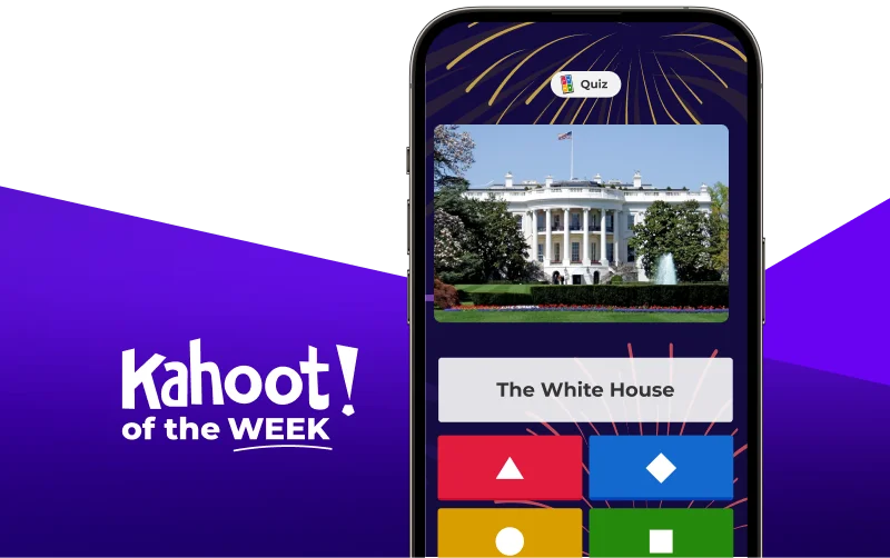 Smartphone displaying a kahoot entitled ''The White House''