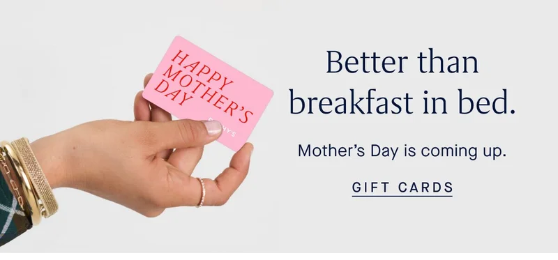 Better than breakfast in bed. Mother’s Day is coming up. GIFT CARDS