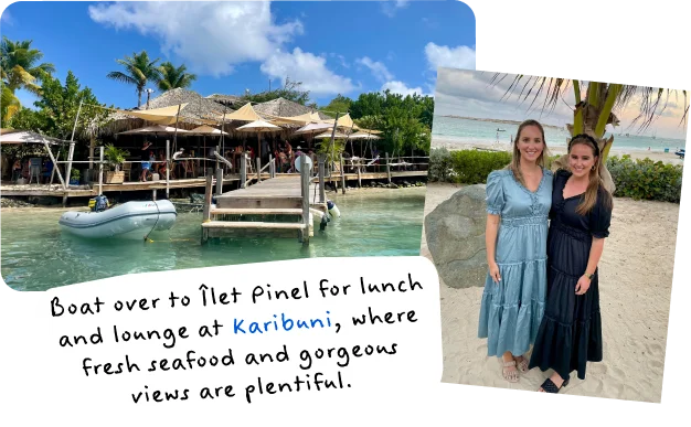 Boat over to Îlet Pinel for lunch and lounge at Karibuni, where fresh seafood and gorgeous views are plentiful.