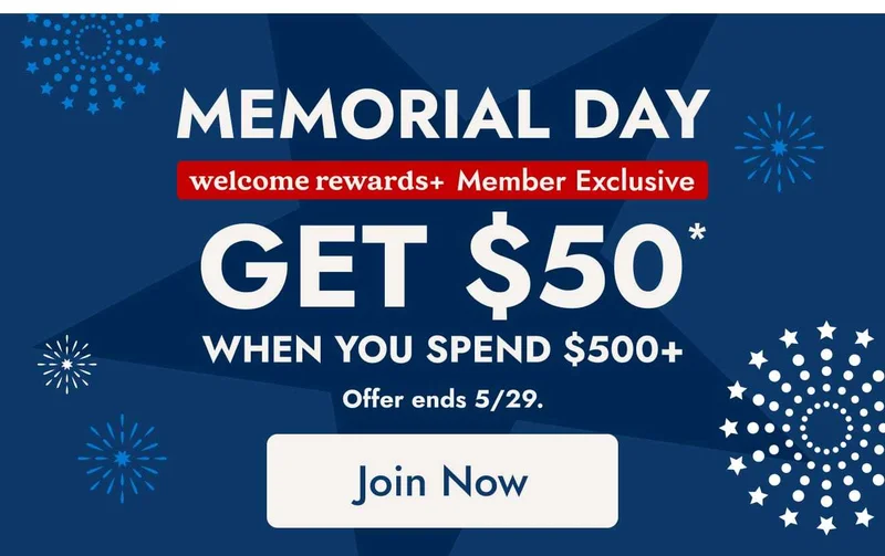 welcome rewards+ members get $50 when you spend $500—shop now