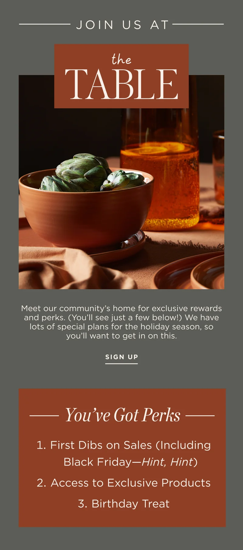 JOIN US AT THE TABLE JOIN US AT THE TABLE