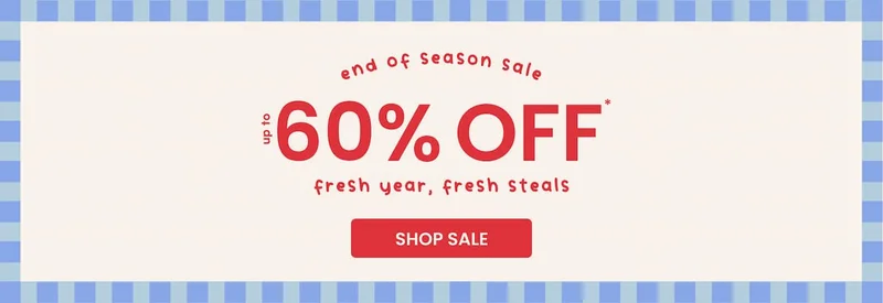 up to 60% off end of season sale