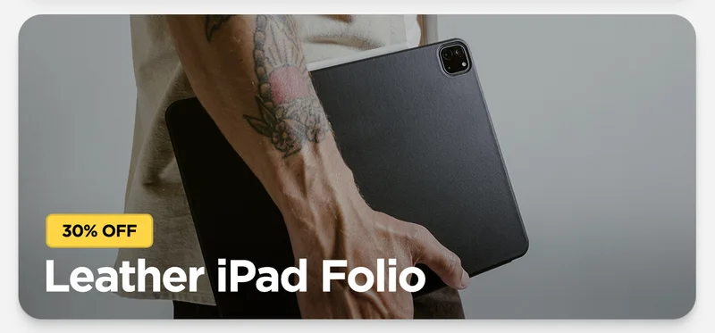 30% off Leather iPad Folio. Featuring Black Leather Folio for iPad.