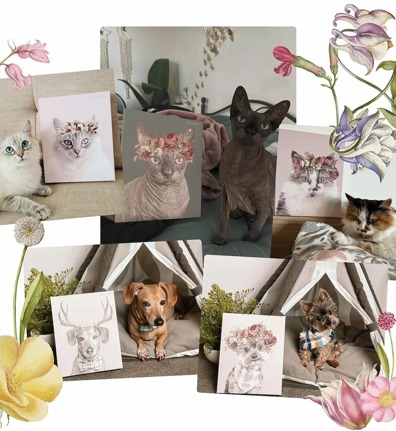 Floral crown portraits collage from customer photos