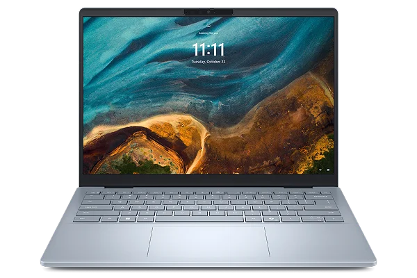 A Dell 14 Plus Laptop on a dark background.