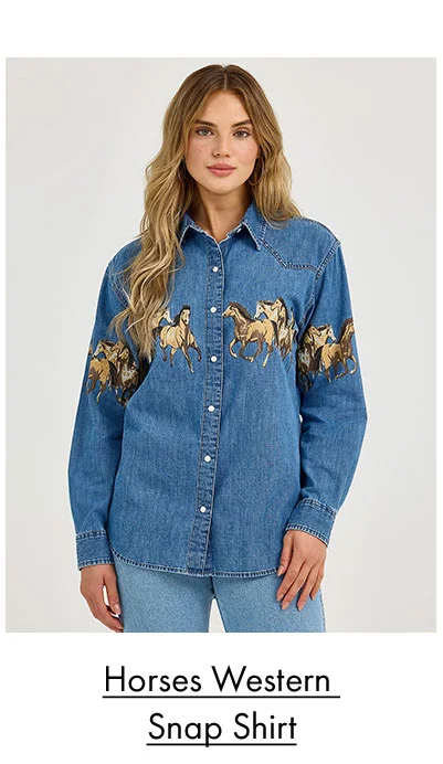 Horses Western  Snap Shirt