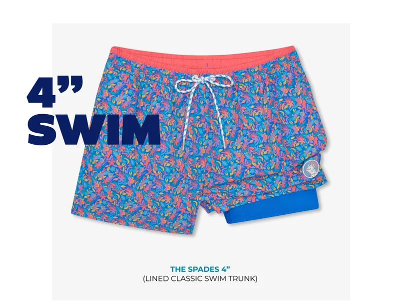 Lined Classic Swim Trunk: The Spades 4"
