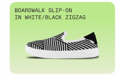 Boardwalk Slip On in White/Black Zigzag