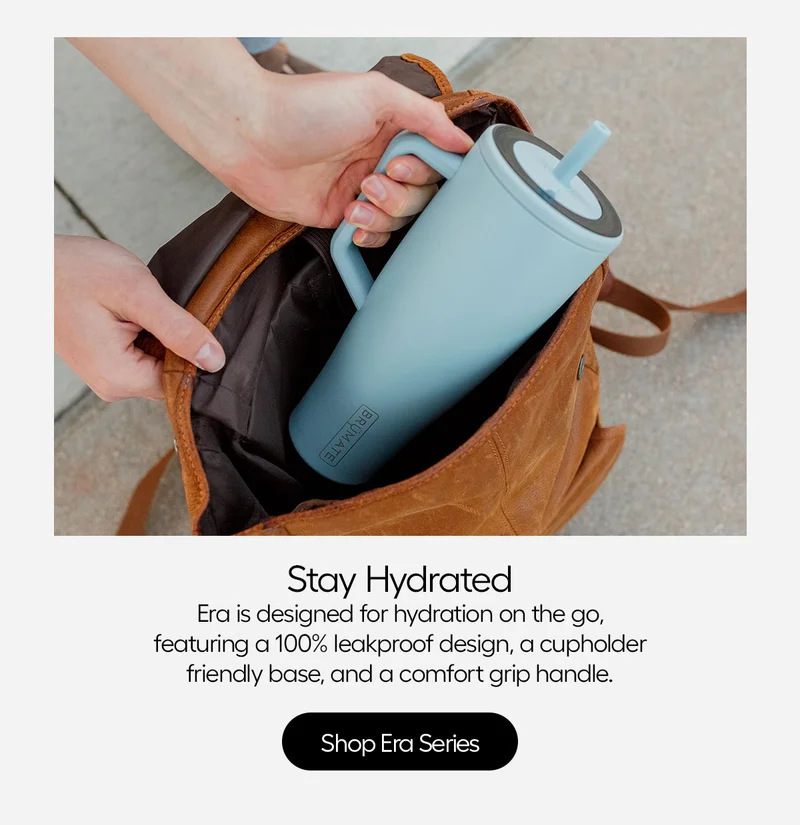 Stay Hydrated. Era is designed for hydration on the go, featuring a 100% leakproof design, a cupholder friendly base, and a comfort grip ahndle. - Shop Era Series