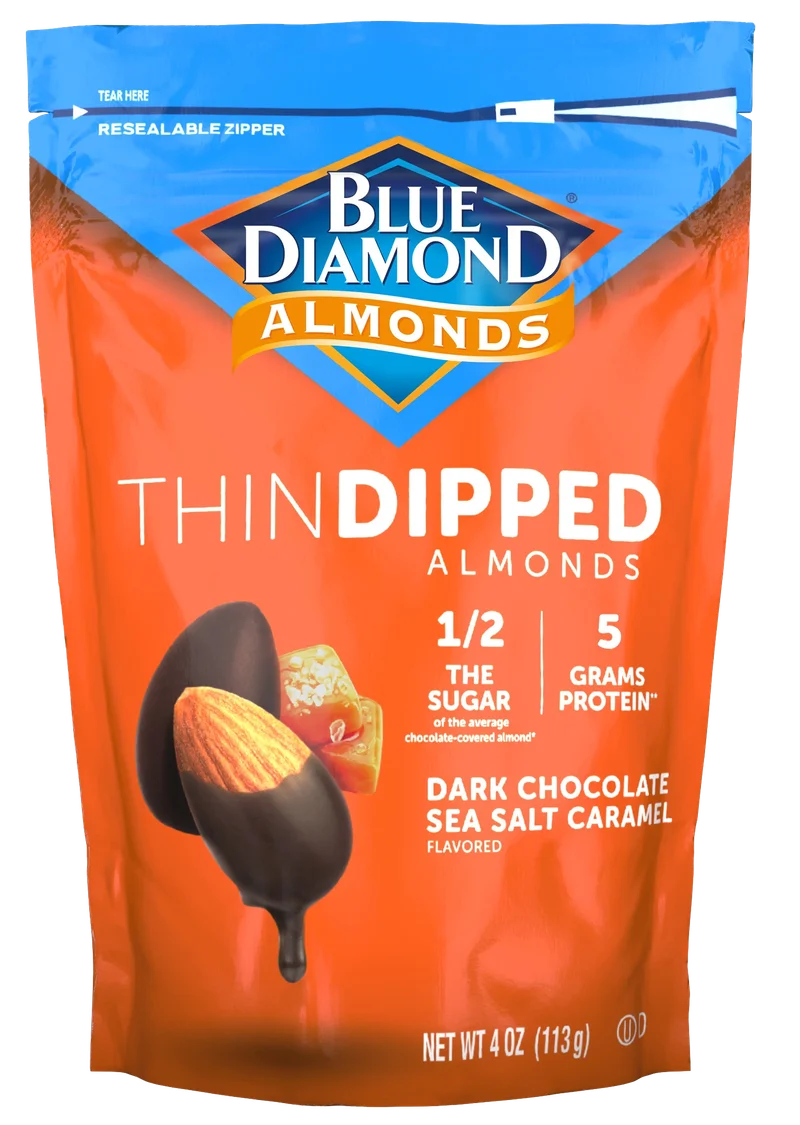 Image of Blue Diamond Dark Chocolate Sea Salt Carmel Thin Dipped Almonds