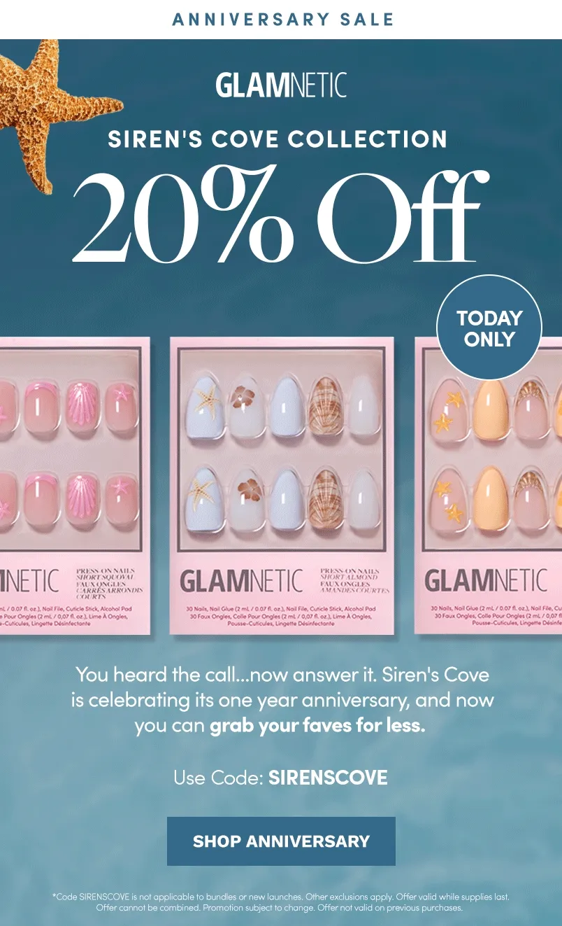 Shop 20% off the Siren’s Cove Anniversary Collection with code SIRENSCOVE.