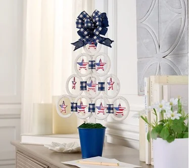 17" Potted Tree with Ornaments and Bow by Valerie