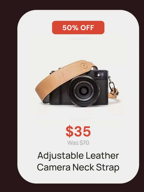 50% off - $35 Adjustable Leather Camera Neck Strap
