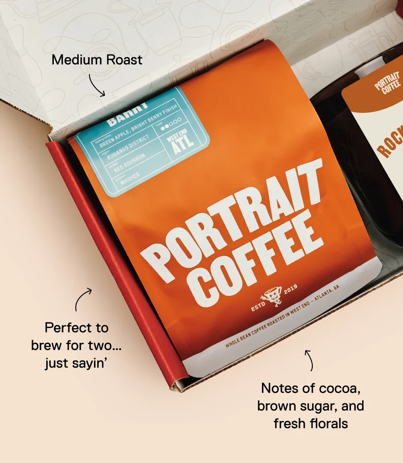 Medium Roast, Perfect to brew for two...just sayin'. Notes of cocoa brown sugar, and fresh florals