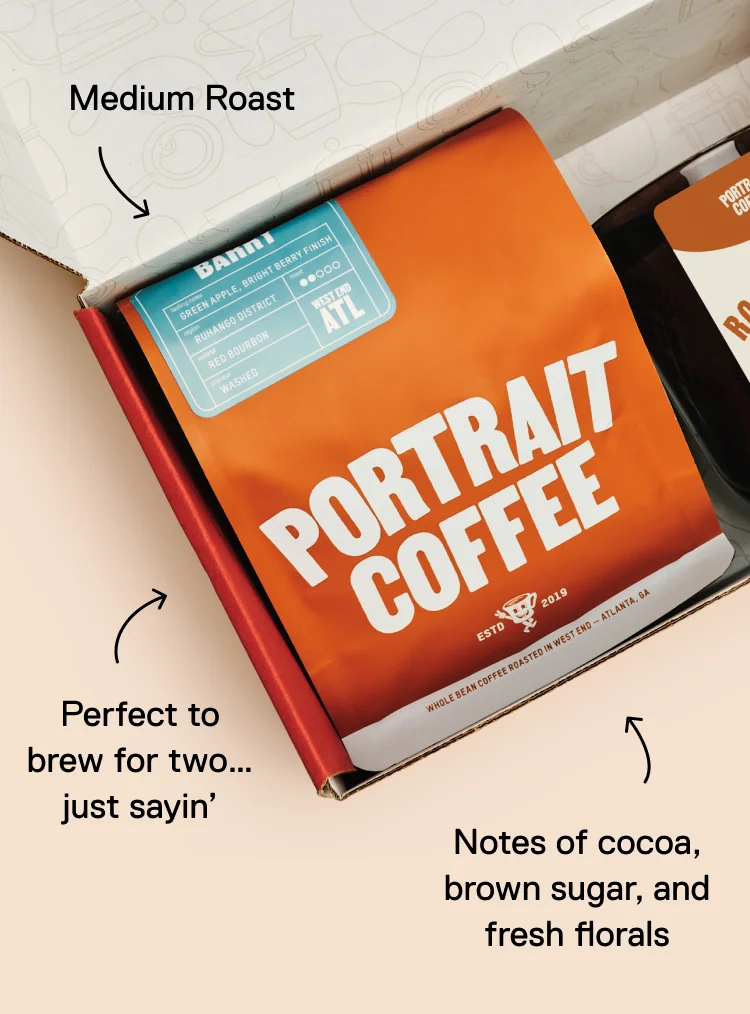 Medium Roast, Perfect to brew for two...just sayin'. Notes of cocoa brown sugar, and fresh florals