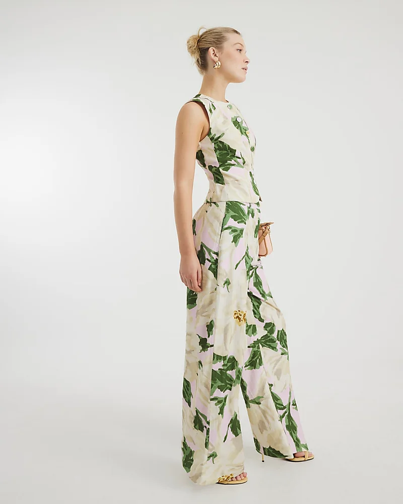 Pink Floral Wide Leg Trousers