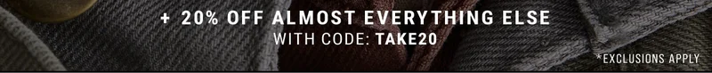 + 20% off Almost everything else with code: discount code