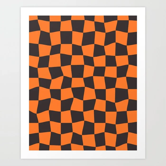 Halloween checked pattern Art Print Art Print