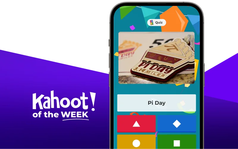 iPhone displaying a kahoot entitled ''Pi Day''