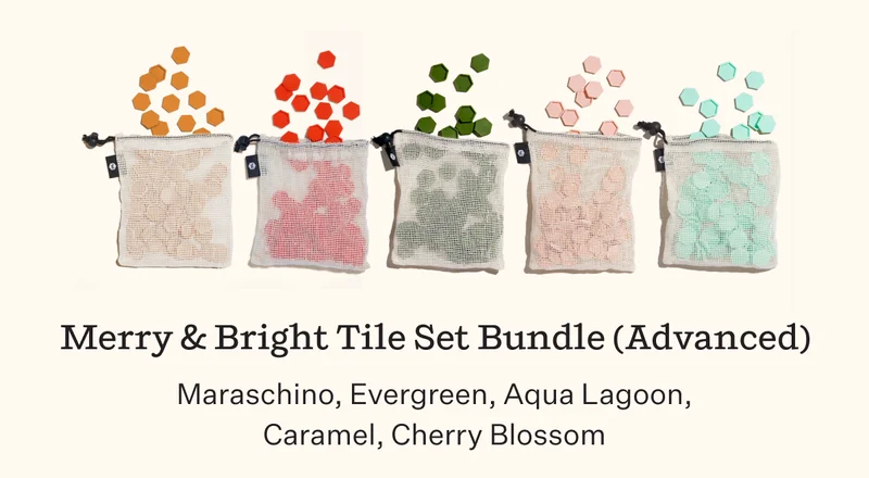 Merry & Bright Tile Set Bundle (Advanced) | Maraschino, Evergreen, Aqua Lagoon, Caramel, Cherry Blossom
