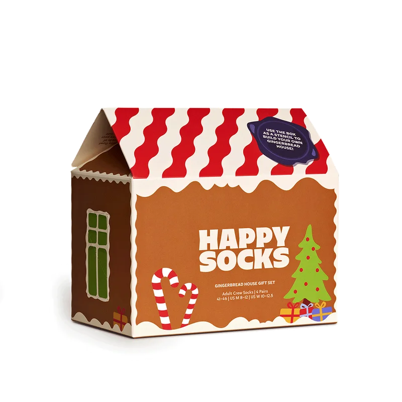 4-Pack Gingerbread House Socks Gift Set