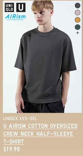 PDP9 - MEN U AIRISM COTTON OVERSIZED CREW NECK HALF-SLEEVE T-SHIRT