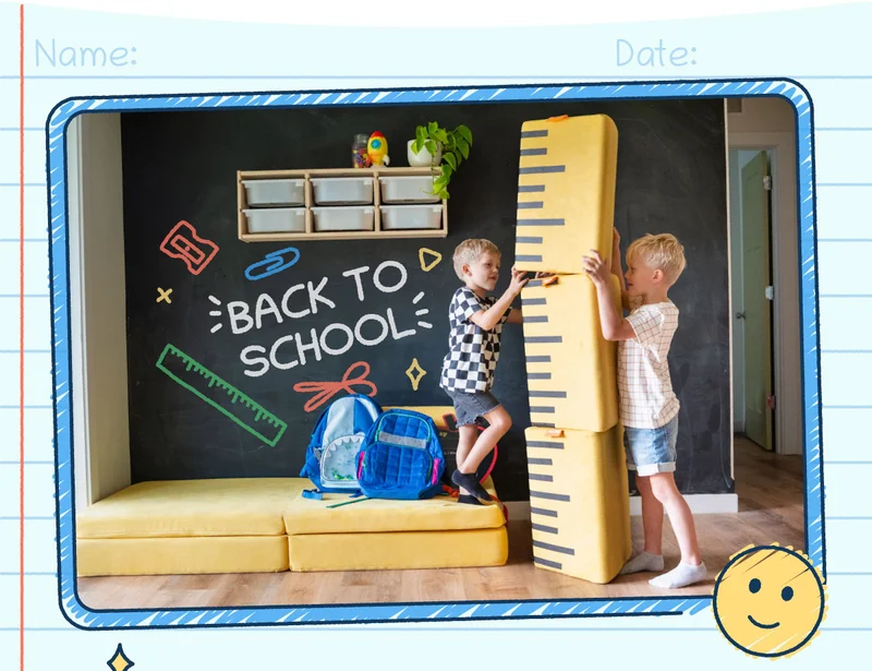 Two children build a ruler out of their Lemonade Nugget