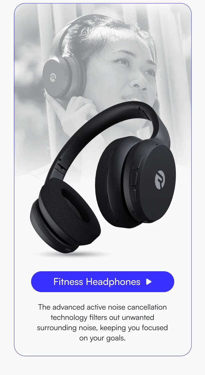 [ Fitness Headphones ] The advanced active noise cancellation technology filters out unwanted surrounding noise, keeping you focused on your goals.
