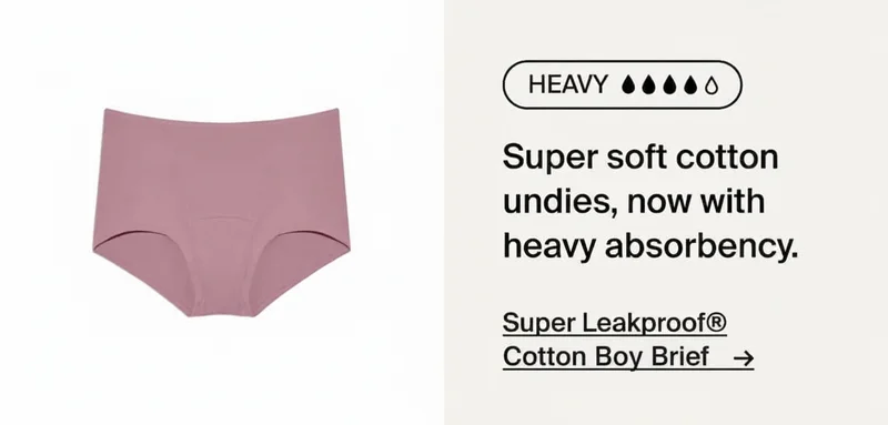 Pink cotton boy brief with heavy absorbency, labeled "Super Leakproof®".