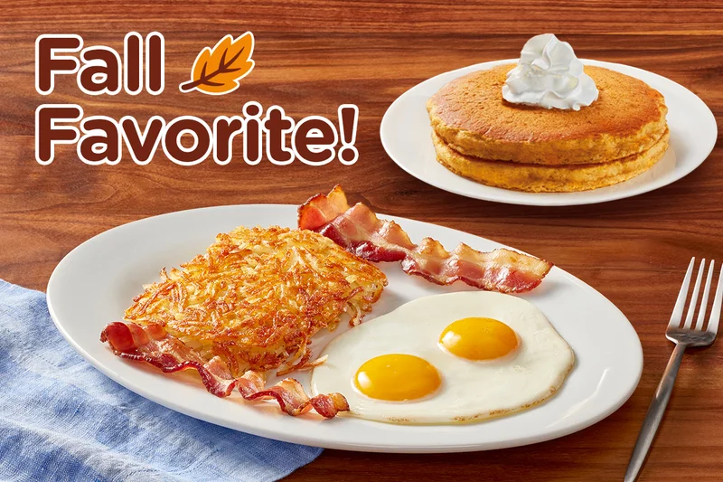 FALL FAVORITES, PUMPKIN PANCAKE COMBOS