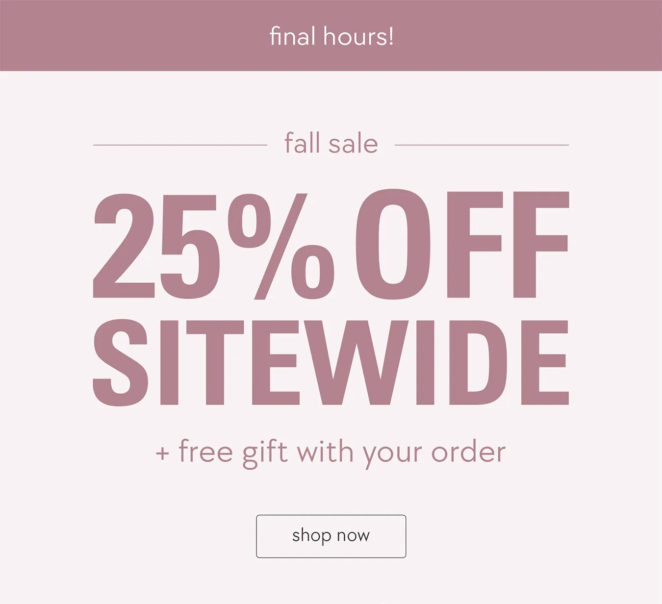 25% off sitewide, plus get a free gift
